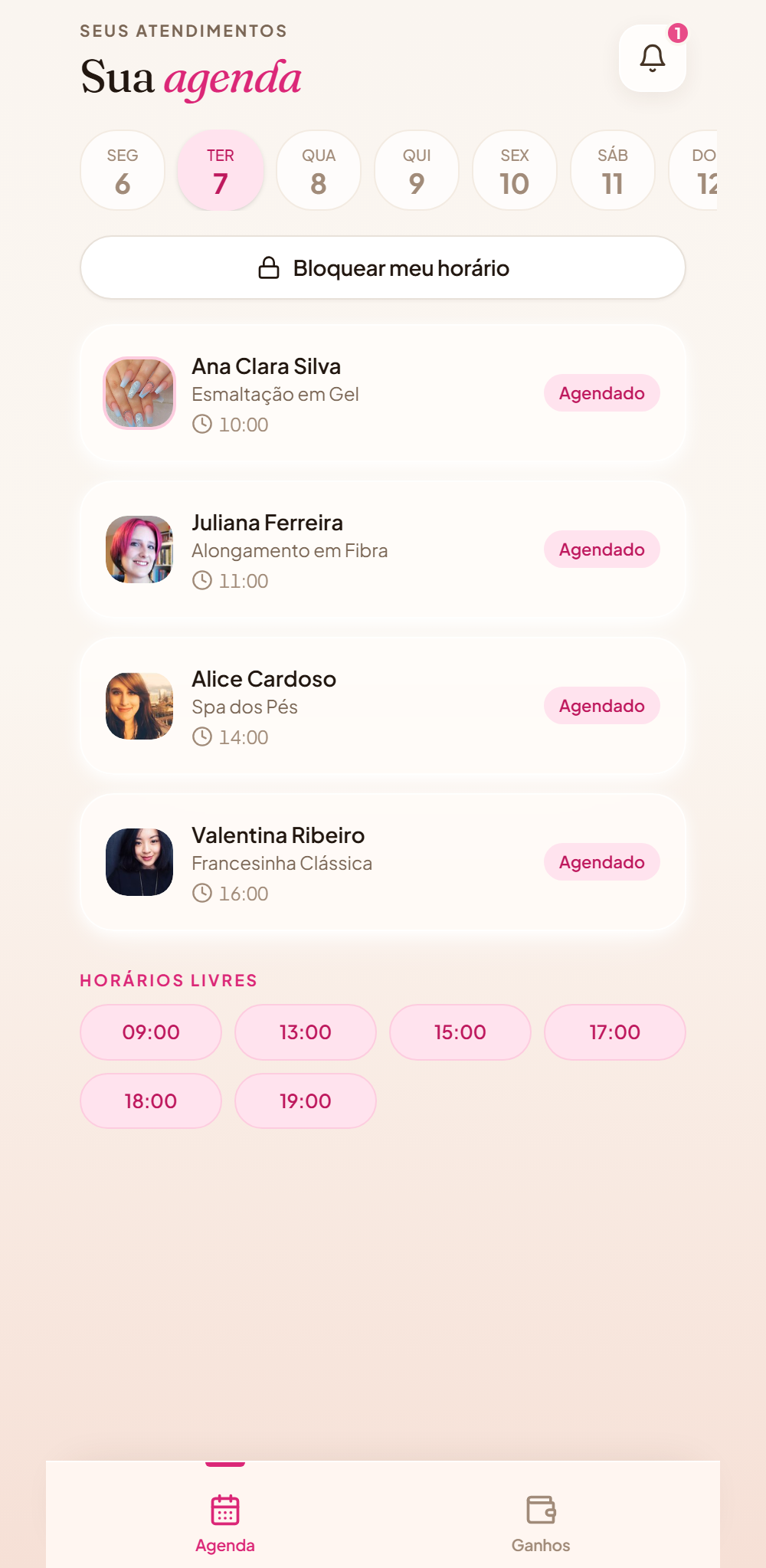 Agenda da funcionária